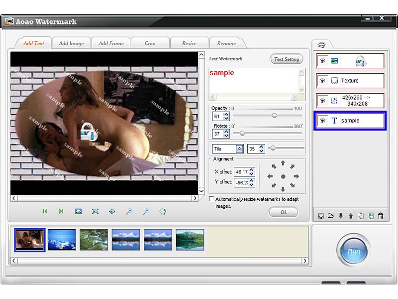 Screenshot of Aoao Watermark Software 2.8