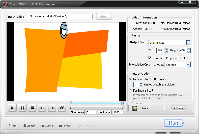 This is simple windows program for convert swf file to animated GIF