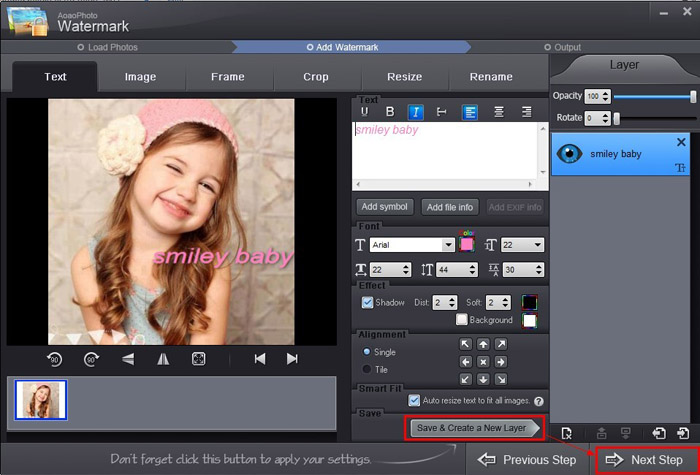Adding text watermark to photo with Aoao Watermark for Photo