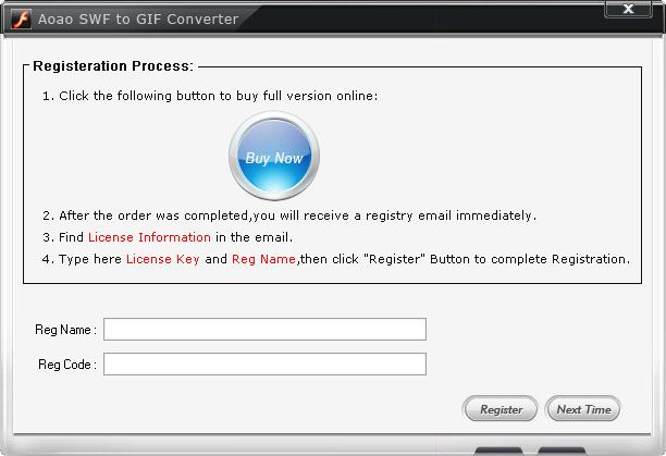 Registration Window Interface