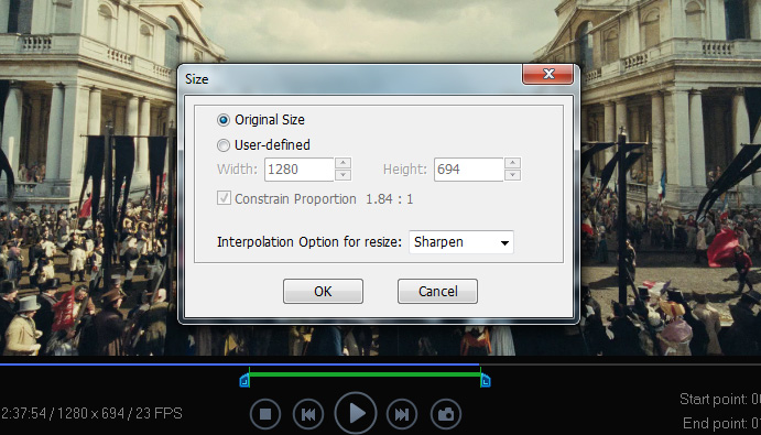 size for outputting